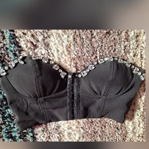 Rhinestone Decor Crop Bustier